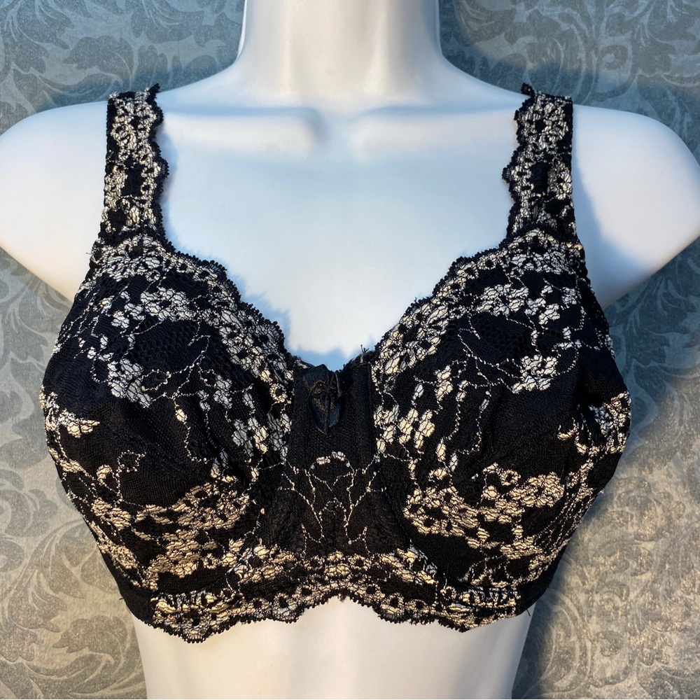 AMOENA 34D Donna Mastectomy Bra 2244 Black Lace Mesh Pocketed Trans Breast Forms